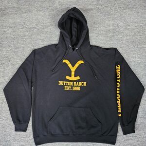 Yellowstone Dutton Ranch Hoodie Men XL Black Graphic Logo TV Show Montana
